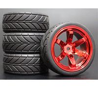 Clynex 4pcs 1/10 RC Soft Rubber Touring Tire Tyre Wheel Rim Rc Car Tyres(707-6086)
