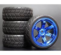 Clynex 4pcs 1/10 RC Soft Rubber Touring Tire Tyre Wheel Rim Rc Car Tyres(708-6083)