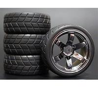 Clynex 4pcs 1/10 RC Soft Rubber Touring Tire Tyre Wheel Rim Rc Car Tyres(710-6083)