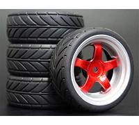 Clynex 4pcs 1/10 RC Soft Rubber Touring Tire Tyre Wheel Rim Rc Car Tyres(9050-6086)