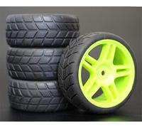 Clynex 4pcs 1/10 RC Soft Rubber Touring Tire Tyre Wheel Rim Rc Car Tyres(905G-60833)