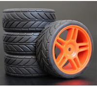Clynex 4pcs 1/10 RC Soft Rubber Touring Tire Tyre Wheel Rim Rc Car Tyres(905R-6086)