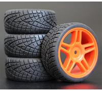 Clynex 4pcs 1/10 RC Soft Rubber Touring Tire Tyre Wheel Rim Rc Car Tyres(905R-8001)