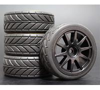 Clynex 4pcs 1/10 RC Soft Rubber Touring Tire Tyre Wheel Rim Rc Car Tyres(910B-6086)