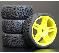 Clynex 4PCS 1/10 Rubber Tire RC Racing Car Tires On Road Wheel Rim, for HSP, for HPI, RC Car Part Diameter 65mm Tires 94123-94122 Rc Car Tyres(901Y-8001)