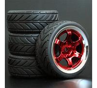 Clynex 4PCS 1/10 Rubber Tire RC Racing Car Tires On Road Wheel Rim, for HSP, for HPI, RC Car Part Diameter 65mm Tires 94123-94122 Rc Car Tyres(1003-6086)