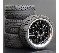 Clynex 4PCS 1/10 Rubber Tire RC Racing Car Tires On Road Wheel Rim, for HSP, for HPI, RC Car Part Diameter 65mm Tires 94123-94122 Rc Car Tyres(1010-8002)