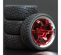 Clynex 4PCS 1/10 Rubber Tire RC Racing Car Tires On Road Wheel Rim, for HSP, for HPI, RC Car Part Diameter 65mm Tires 94123-94122 Rc Car Tyres(1003-8001)