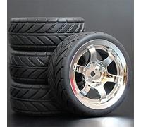 Clynex 4PCS 1/10 Rubber Tire RC Racing Car Tires On Road Wheel Rim, for HSP, for HPI, RC Car Part Diameter 65mm Tires 94123-94122 Rc Car Tyres(1001-6086)