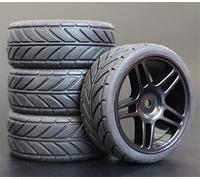 Clynex 4PCS 1/10 Rubber Tire RC Racing Car Tires On Road Wheel Rim, for HSP, for HPI, RC Car Part Diameter 65mm Tires 94123-94122 Rc Car Tyres(905B-6086)