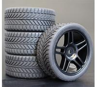 Clynex 4PCS 1/10 Rubber Tire RC Racing Car Tires On Road Wheel Rim, for HSP, for HPI, RC Car Part Diameter 65mm Tires 94123-94122 Rc Car Tyres(905B-6085)