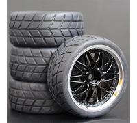 Clynex 4PCS 1/10 Rubber Tire RC Racing Car Tires On Road Wheel Rim, for HSP, for HPI, RC Car Part Diameter 65mm Tires 94123-94122 Rc Car Tyres(1010-6083)