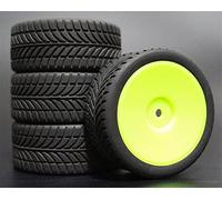 Clynex 4PCS 1/10 Rubber Tire RC Racing Car Tires On Road Wheel Rim, for HSP, for HPI, RC Car Part Diameter 65mm Tires 94123-94122 Rc Car Tyres(901G-6085)