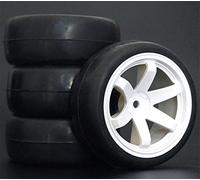 Clynex 4PCS 1/10 Rubber Tire RC Racing Car Tires On Road Wheel Rim, for HSP, for HPI, RC Car Part Diameter 65mm Tires 94123-94122 Rc Car Tyres(702-6018)