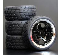 Clynex 4PCS 1/10 Rubber Tire RC Racing Car Tires On Road Wheel Rim HSP HPI RC Car Part Diameter 65mm Tires 94123-94122 Rc Car Tyres(1002-6083)