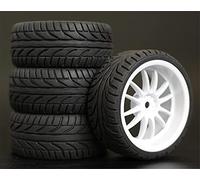 Clynex 4Pcs 26mm Rubber RC Tyres Wheel Rims Hex 12 1:10th, for HSP, for HPI, Sprint 2 Drift RS4 On Road 4WD Rc Car Tyres(6031W-8002)