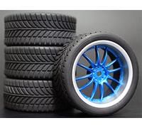 Clynex 4Pcs 26mm Rubber RC Tyres Wheel Rims Hex 12 1:10th, for HSP, for HPI, Sprint 2 Drift RS4 On Road 4WD Rc Car Tyres(9049-6085)