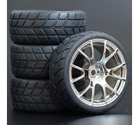 Clynex 4Pcs 26mm Rubber RC Tyres Wheel Rims Hex 12 1:10th, for HSP, for HPI, Sprint 2 Drift RS4 On Road 4WD Rc Car Tyres(9061-6083)