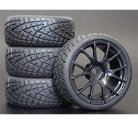 Clynex 4Pcs 26mm Rubber RC Tyres Wheel Rims Hex 12 1:10th, for HSP, for HPI, Sprint 2 Drift RS4 On Road 4WD Rc Car Tyres(9060-8001)