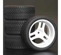 Clynex 4Pcs 26mm Rubber RC Tyres Wheel Rims Hex 12 1:10th, for HSP, for HPI, Sprint 2 Drift RS4 On Road 4WD Rc Car Tyres(1033-6085)
