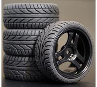 Clynex 4Pcs 26mm Rubber RC Tyres Wheel Rims Hex 12 1:10th, for HSP, for HPI, Sprint 2 Drift RS4 On Road 4WD Rc Car Tyres(1034-8002)