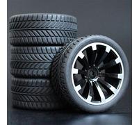 Clynex 4Pcs 26mm Rubber RC Tyres Wheel Rims Hex 12 1:10th, for HSP, for HPI, Sprint 2 Drift RS4 On Road 4WD Rc Car Tyres(601b-6085)