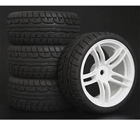 Clynex 4Pcs 26mm Rubber RC Tyres Wheel Rims Hex 12 1:10th, for HSP, for HPI, Sprint 2 Drift RS4 On Road 4WD Rc Car Tyres(9064-8003)