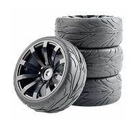 Clynex 4Pcs Flat Racing Tires Wheel Offset 6mm, for HSP, for HPI, 1:10 On-Road Car Rc Car Tyres(601-6084)