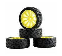Clynex 4Pcs Flat Racing Tires Wheel Offset 6mm, for HSP, for HPI, 1.10 On-Road Car Rc Car Tyres(601Y-8010)