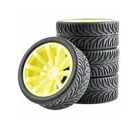 Clynex 4Pcs Flat Racing Tires Wheel Offset 6mm, for HSP, for HPI, 1.10 On-Road Car Rc Car Tyres(601Y-8007)
