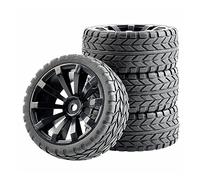 Clynex 4Pcs Flat Racing Tires Wheel Offset 6mm, for HSP, for HPI, 1:10 On-Road Car Rc Car Tyres(Black Wheel)
