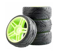 Clynex 4Pcs Rubber Tires ABS Wheel, for HSP, for HPI, 1:10 On-Road Car RC 905-6084 Rc Car Tyres(905G-6084)