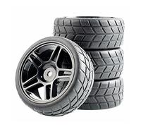 Clynex 4Pcs Rubber Tires ABS Wheel, for HSP, for HPI, 1:10 On-Road Car Rc Car Tyres(Black Wheel)
