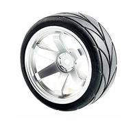 Clynex 4Pcs Rubber Tires ABS Wheel, for HSP, for HPI, 1.10 On-Road Car Rc Car Tyres(Silver Wheel)