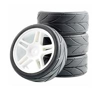 Clynex 4Pcs Rubber Tires ABS Wheel, for HSP, for HPI, 1:10 On-Road Car Rc Car Tyres(White Wheel)