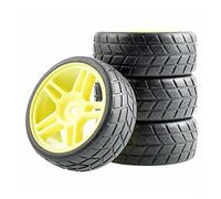 Clynex 4Pcs Rubber Tires ABS Wheel, for HSP, for HPI, 1:10 On-Road Car Rc Car Tyres(Yellow Wheel)