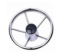 Clynex 5-Spoke Stainless Steel Steering Wheel Marine 13-1/2in With Foam Black 3/4in Shaft Boat Accessory Marine Steering Rudder System(M0319S)