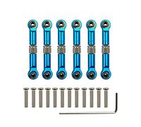 Clynex 6 Pcs/set Aluminum Upgrade Spare Parts Metal Linkage Pull Rod Servo Link 1/18, for WLtoys, A959 A969 A979 K929 Upgraded Parts Rc Car Shock Absorber(Blue)