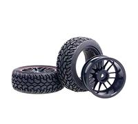 Clynex ABS Wheel Rim Rally Tires Trye, for HSP, 1:10 On-Road Rally CarRC 9068-8019 Rc Car Tyres(Black)