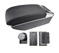 Clynex Armrest Cup Holder Storage Box Arm Rest Dual Leather Center Console BLK, for Renault, for Dacia, Sandero Logan 2013-2017 Car Armrest(Black thread)
