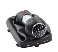 Clynex Car 5 6 Speed Gear Shift Knob Cover for A3 S3 2001 2002 2003 Lever Handball Pen with Leather Gaiter Boot Case Collar Gear Shift Knob(Black 6 Speed-Silver-Red)