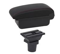 Clynex Car Armrest Box Car Centre Console Storage Box USB Arm Rest Accessory, for Toyota, for Aqua Car Armrest(BLACK B1 Red Line)