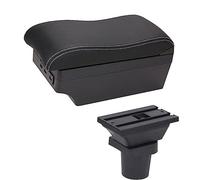 Clynex For Toyota, for Aqua Car Armrest Box Car Centre Console Storage Box USB Arm Rest Accessory Car Armrest(BLACK E2 White Line)
