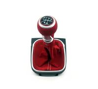 Clynex Manual 5 6 Speed Gear Shift Knob Cover, for Golf, 5 6 MK5 MK6 R32 GTI 04-09 with Gaiter Boot Red Suede Leather Car Styling Gear Shift Knob(Black 5Speed-Red)