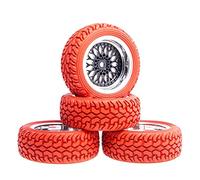 Clynex Plating Wheel Offset:6mm Rally Tires 1:16 On-Road Rally Car Rc Car Tyres(Red)