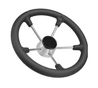 Clynex Stainless Steel Boat Steering Wheel With 5 Spoke Sport Anti-skid And Anti-sweat Function Marine Steering Rudder System(Black)