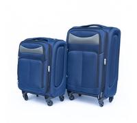 Clyrava 20/24 Inch Suitcase Set 2 Piece Luggage Sets with Spinner Wheels Soft Sided Carry on Luggage Set, Softside Suitcases for Women/Men Travel, without Password Lock, Blue, 26.83 x 16.54 x 11.42