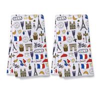 Clyrax 2 Pcs Paris Landmarks Kitchen Tea Towels, Microfibre Hand Towels for Bathroom, Quick Dry Absorbent Dishcloth, Paris Themed Gifts for Women Mom Friends, London Souvenir Gift, 16 x 24 Inch