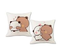 Clyrax 2Pcs Bubu and Dudu Throw Pillow Covers 45x45cm, Cute Anime Cushion Covers, Home Ddecoration, Double-Sided Decorative for Sofa Bedroom Living Room Car, Gifts for Couples, Friends, Family
