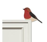 Clyrax 2Pcs Wooden Robin Wall Art, Robin Door Corner Decor for Door Frame Fireplace and Picture Frame, 11x9cm Rustic Bird Decor for Living Room Bathroom Bedroom, Garden Wall Art Outdoor
